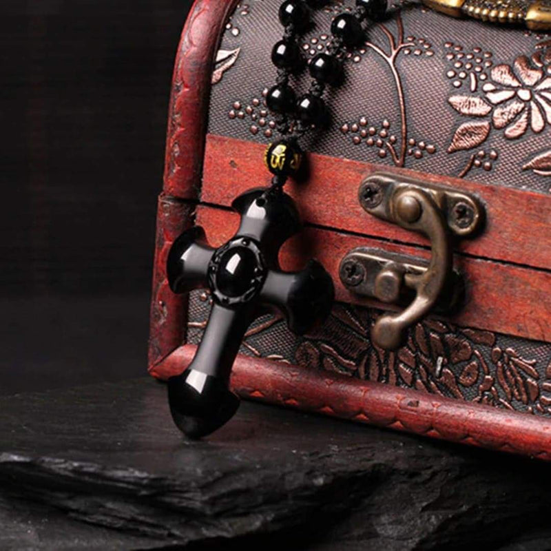 Crucifixo Sagrado em Obsidiana Negra - Arcana